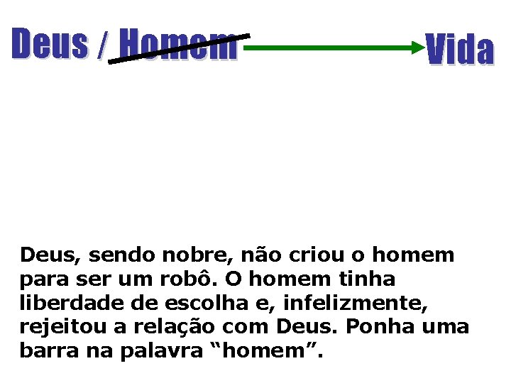 Deus / Homem Vida Deus, sendo nobre, não criou o homem para ser um