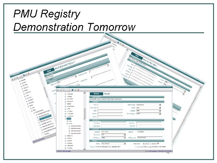 PMU Registry Demonstration Tomorrow 