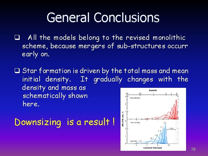 General Conclusions q All the models belong to the revised monolithic scheme, because mergers