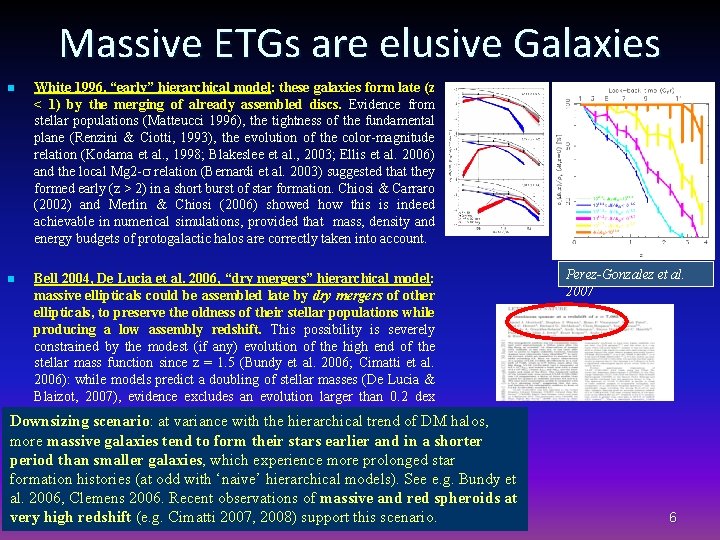 Massive ETGs are elusive Galaxies n White 1996, “early” hierarchical model: these galaxies form