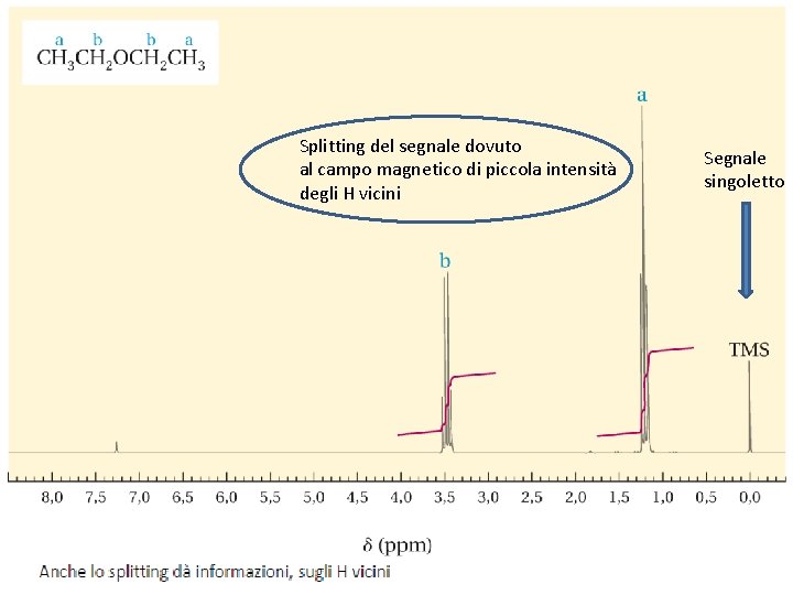 Splitting del segnale dovuto al campo magnetico di piccola intensità degli H vicini Segnale