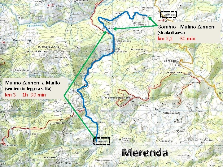 Gombio - Mulino Zannoni (strada discesa) km 2, 2 Mulino Zannoni a Maillo (sentiero