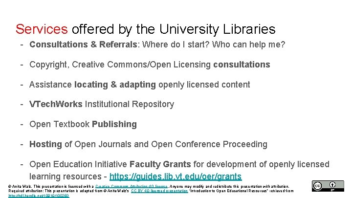 Services offered by the University Libraries - Consultations & Referrals: Where do I start?