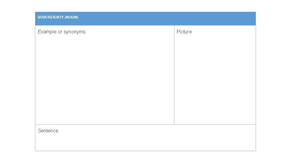 SOVEREIGNTY-(NOUN) Example or synonyms Sentence Picture SOVEREIGNTY-(NOUN) Example or synonyms Sentence Picture
