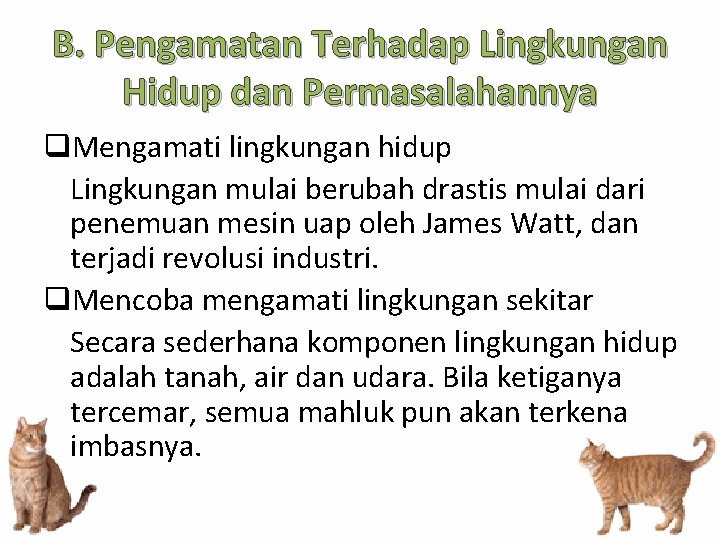 B. Pengamatan Terhadap Lingkungan Hidup dan Permasalahannya q. Mengamati lingkungan hidup Lingkungan mulai berubah