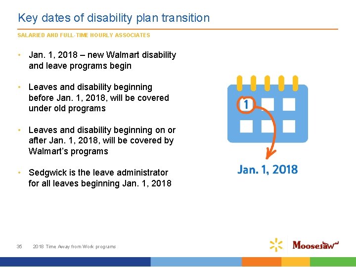 Key dates of disability plan transition SALARIED AND FULL-TIME HOURLY ASSOCIATES • Jan. 1,