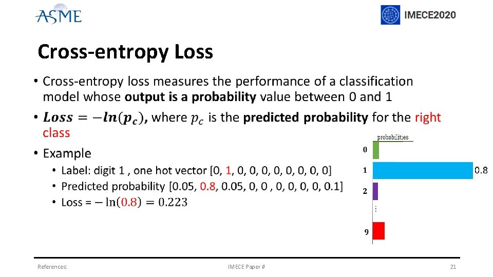 Cross-entropy Loss • 0. 8 References: IMECE Paper # 21 