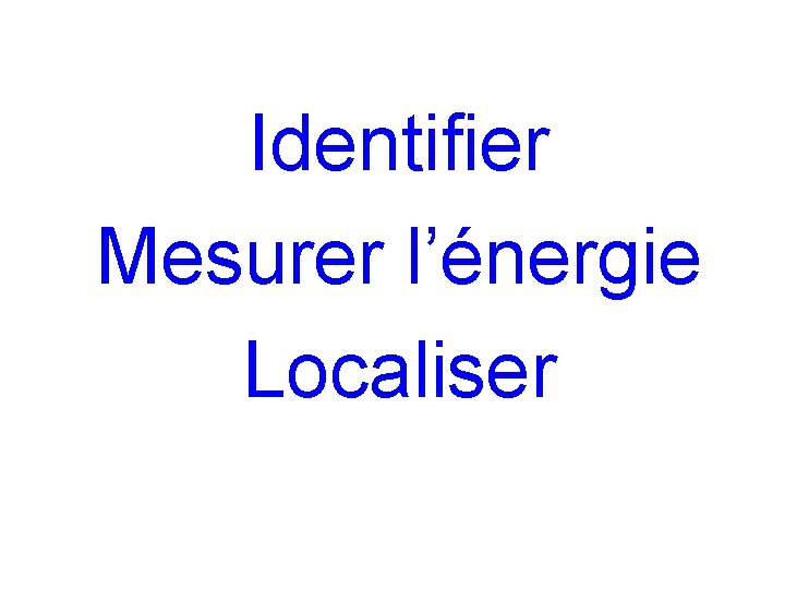 Identifier Mesurer l’énergie Localiser 