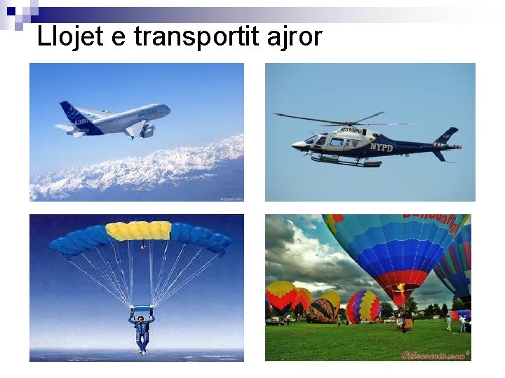 Llojet e transportit ajror 