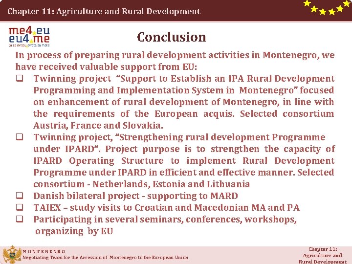 Chapter 11: Agriculture and Rural Development Conclusion In process of preparing rural development activities