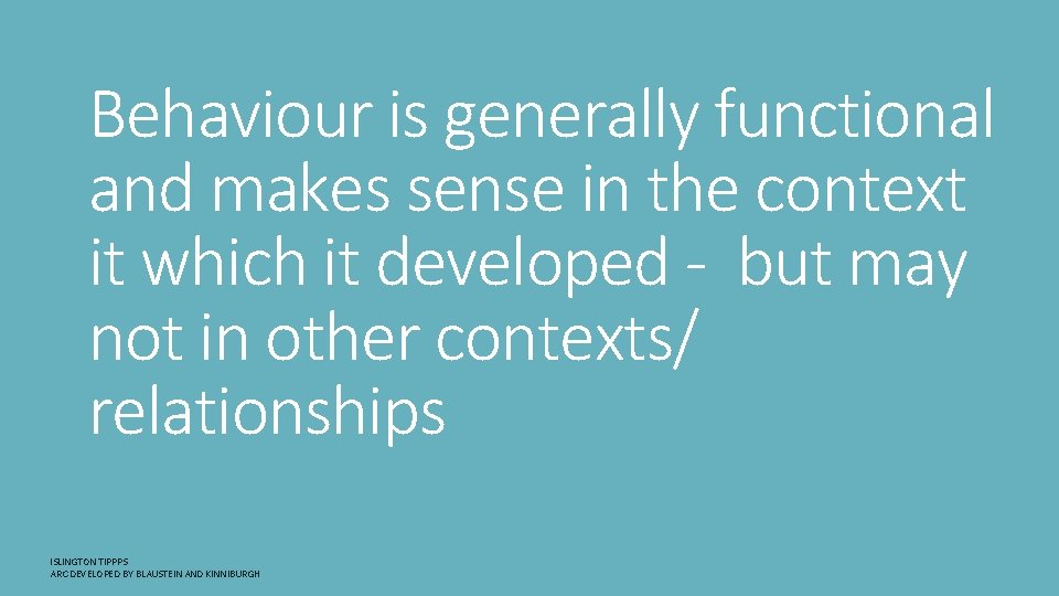 Behaviour is generally functional and makes sense in the context it which it developed