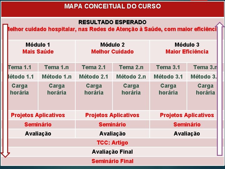 MAPA CONCEITUAL DO CURSO RESULTADO ESPERADO Melhor cuidado hospitalar, nas Redes de Atenção à MAPA CONCEITUAL DO CURSO RESULTADO ESPERADO Melhor cuidado hospitalar, nas Redes de Atenção à