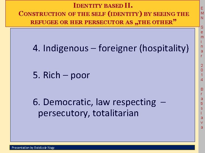 IDENTITY BASED II. CONSTRUCTION OF THE SELF (IDENTITY) BY SEEING THE REFUGEE OR HER