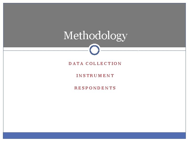 Methodology DATA COLLECTION INSTRUMENT RESPONDENTS 