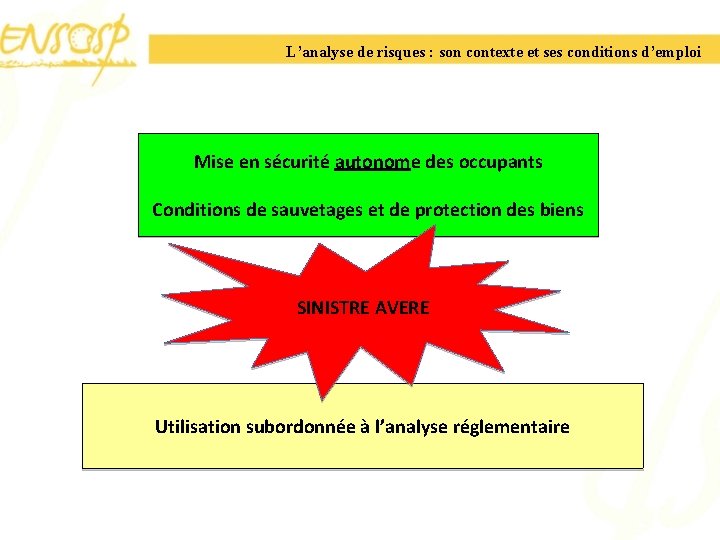 L’analyse de risques : son contexte et ses conditions d’emploi Mise en sécurité autonome