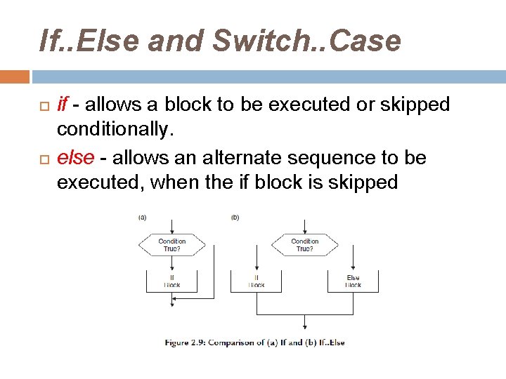 If. . Else and Switch. . Case if - allows a block to be