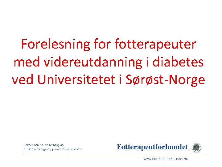 Forelesning for fotterapeuter med videreutdanning i diabetes ved Universitetet i Sørøst-Norge 