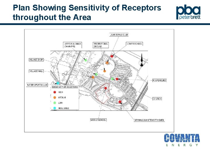 Plan Showing Sensitivity of Receptors throughout the Area 