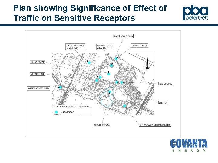 Plan showing Significance of Effect of Traffic on Sensitive Receptors 