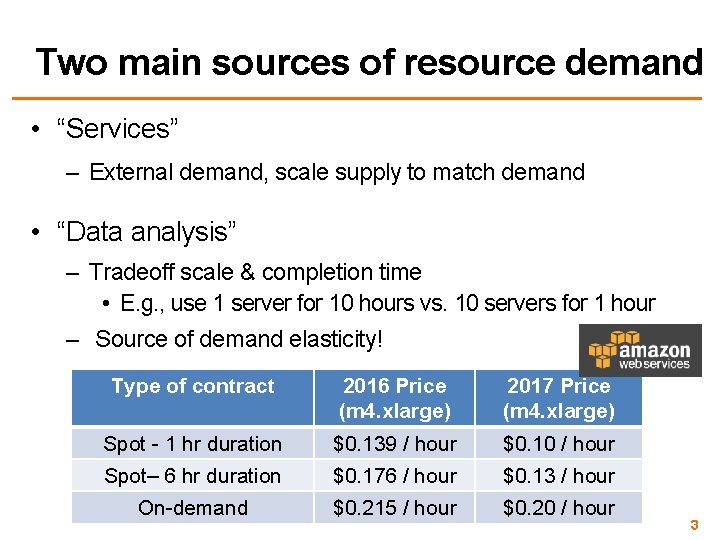 Two main sources of resource demand • “Services” – External demand, scale supply to