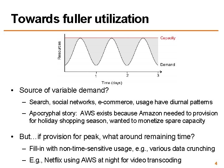Towards fuller utilization • Source of variable demand? – Search, social networks, e-commerce, usage