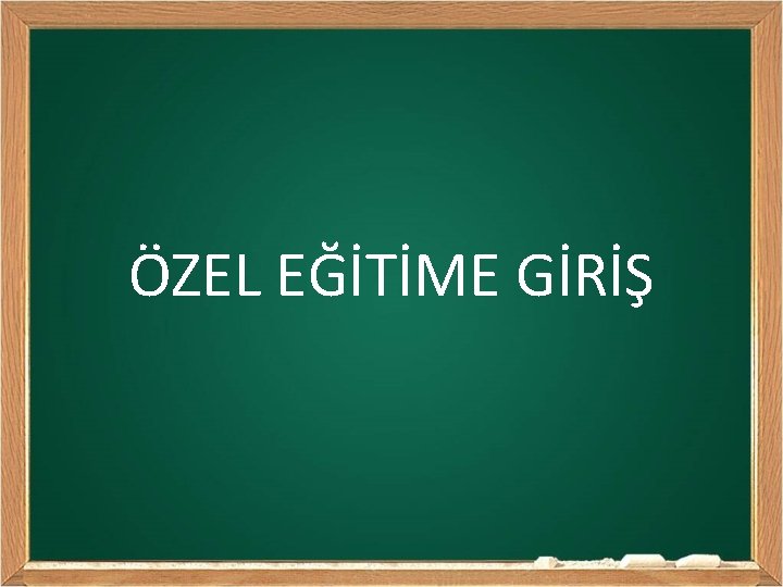 ÖZEL EĞİTİME GİRİŞ 