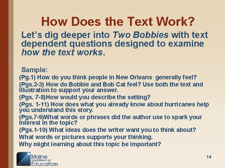 How Does the Text Work? Let’s dig deeper into Two Bobbies with text dependent
