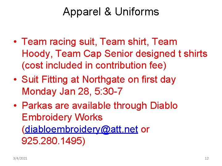 Apparel & Uniforms • Team racing suit, Team shirt, Team Hoody, Team Cap Senior