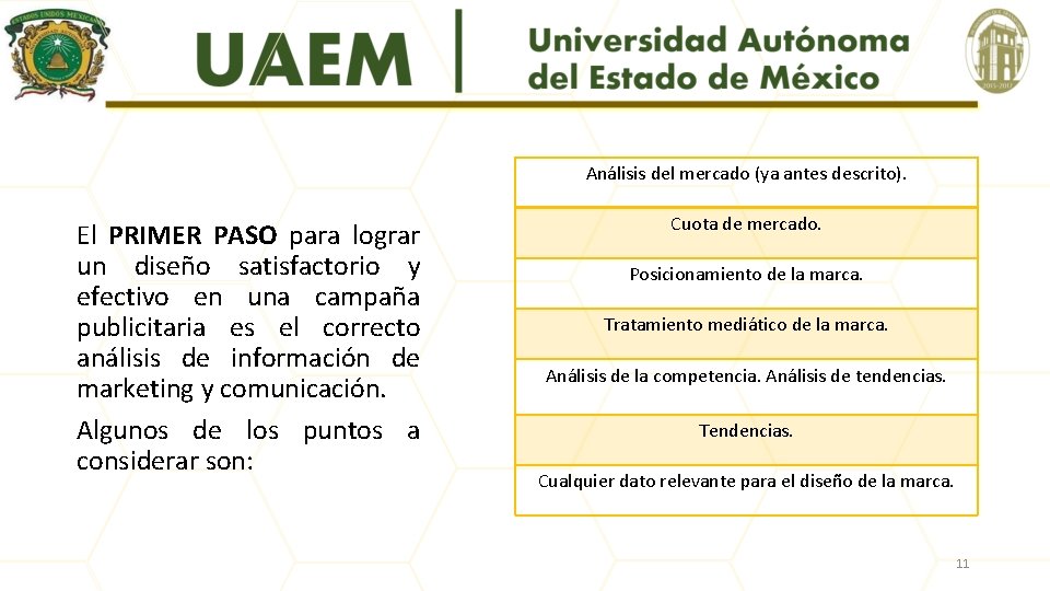 Análisis del mercado (ya antes descrito). El PRIMER PASO para lograr un diseño satisfactorio