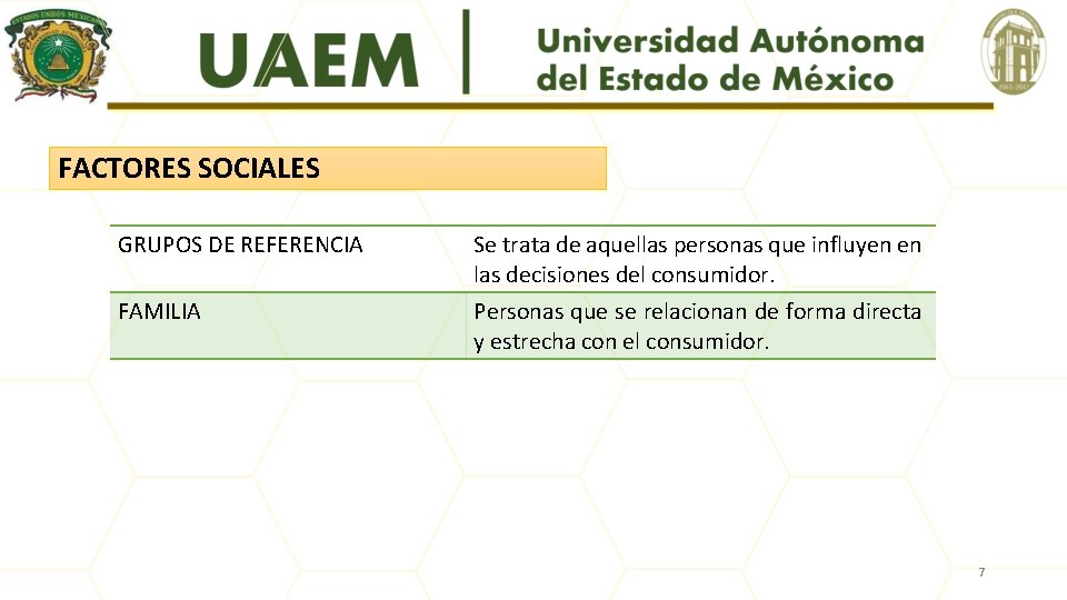 FACTORES SOCIALES GRUPOS DE REFERENCIA Se trata de aquellas personas que influyen en las
