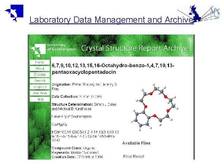 Laboratory Data Management and Archive Laboratory Data Management and Archive