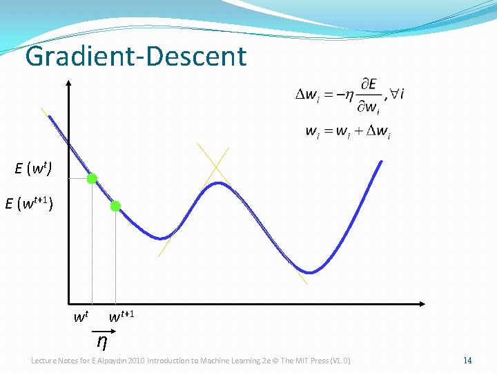 Gradient-Descent E (wt) E (wt+1) wt η wt+1 Lecture Notes for E Alpaydın 2010