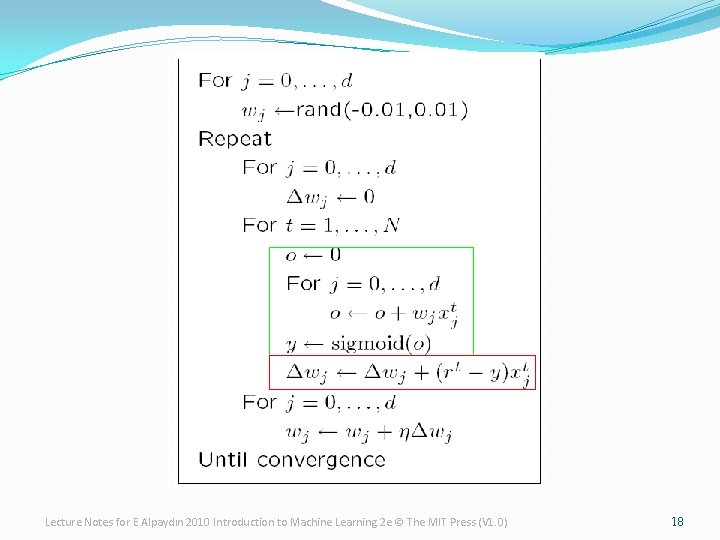 Lecture Notes for E Alpaydın 2010 Introduction to Machine Learning 2 e © The