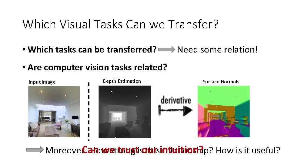 Which Visual Tasks Can we Transfer? • Which tasks can be transferred? Need some