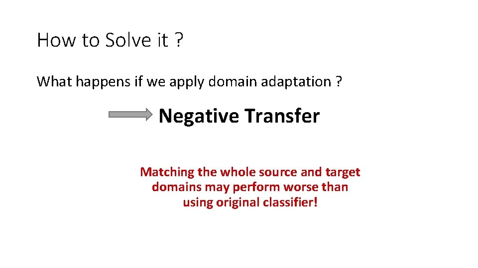 How to Solve it ? What happens if we apply domain adaptation ? Negative