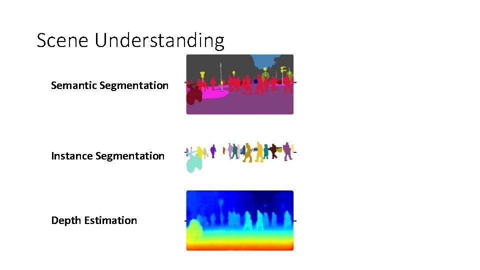 Scene Understanding Semantic Segmentation Instance Segmentation Depth Estimation 