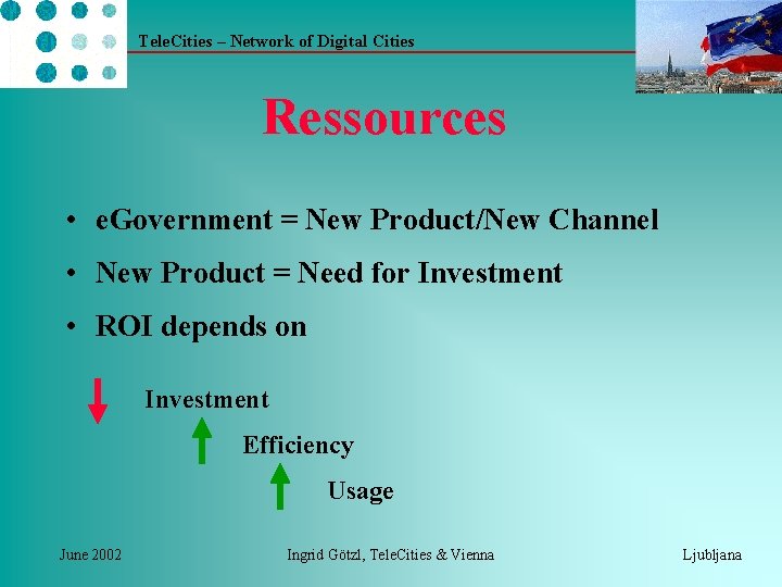 Tele. Cities – Network of Digital Cities Ressources • e. Government = New Product/New