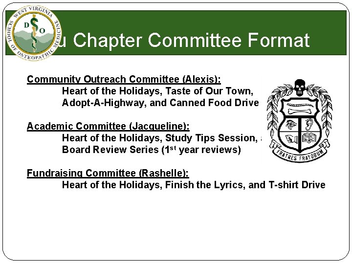 Nu Chapter Committee Format Community Outreach Committee (Alexis): Heart of the Holidays, Taste of