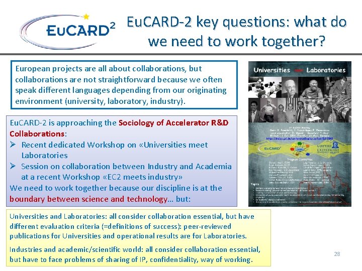 Eu. CARD-2 key questions: what do we need to work together? European projects are