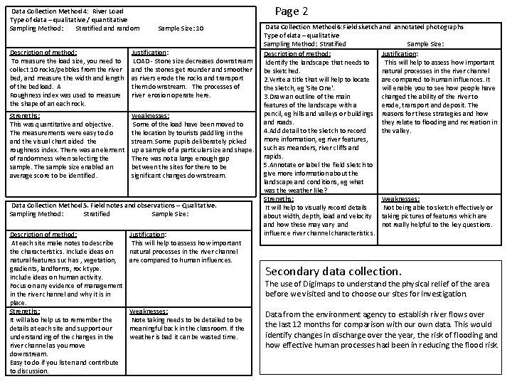 Data Collection Method 4: River Load Type of data – qualitative / quantitative Sampling