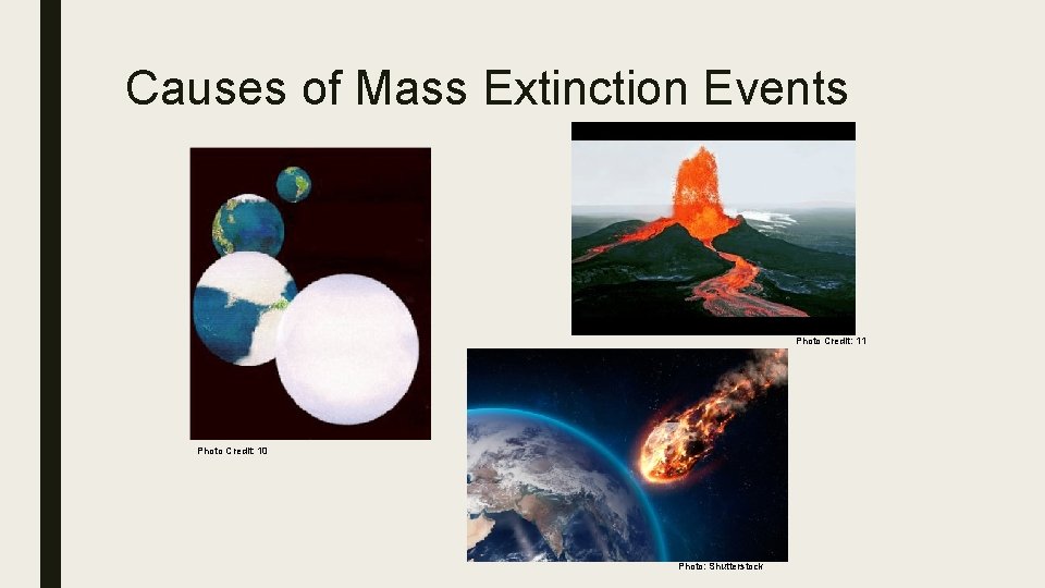 Causes of Mass Extinction Events Photo Credit: 11 Photo Credit: 10 Photo: Shutterstock 