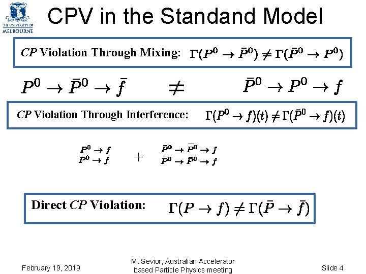 CPV in the Standand Model CP Violation Through Mixing: CP Violation Through Interference: + CPV in the Standand Model CP Violation Through Mixing: CP Violation Through Interference: +