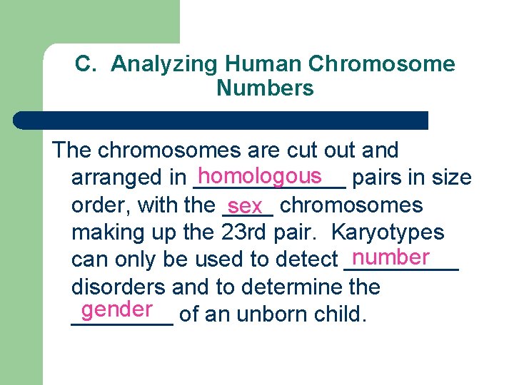 C. Analyzing Human Chromosome Numbers The chromosomes are cut out and homologous arranged in