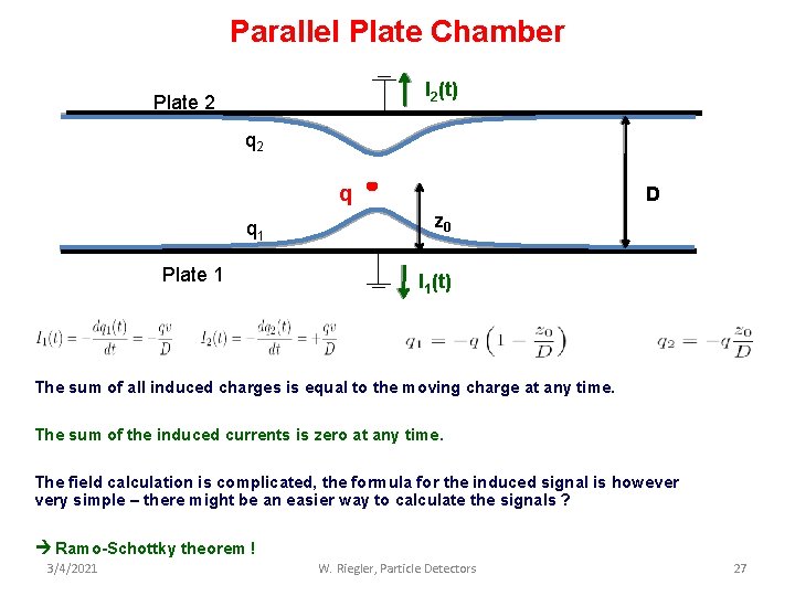 Parallel Plate Chamber I 2(t) Plate 2 q q 1 Plate 1 D z