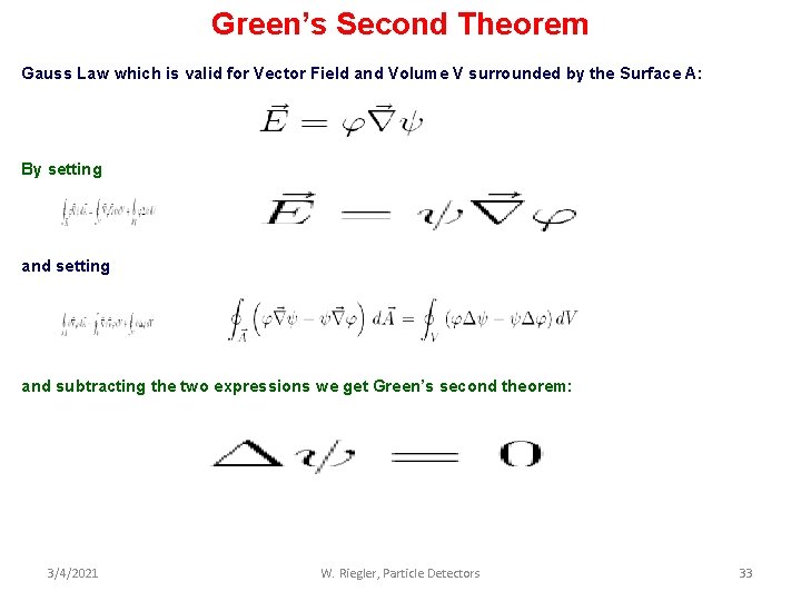 Green’s Second Theorem Gauss Law which is valid for Vector Field and Volume V