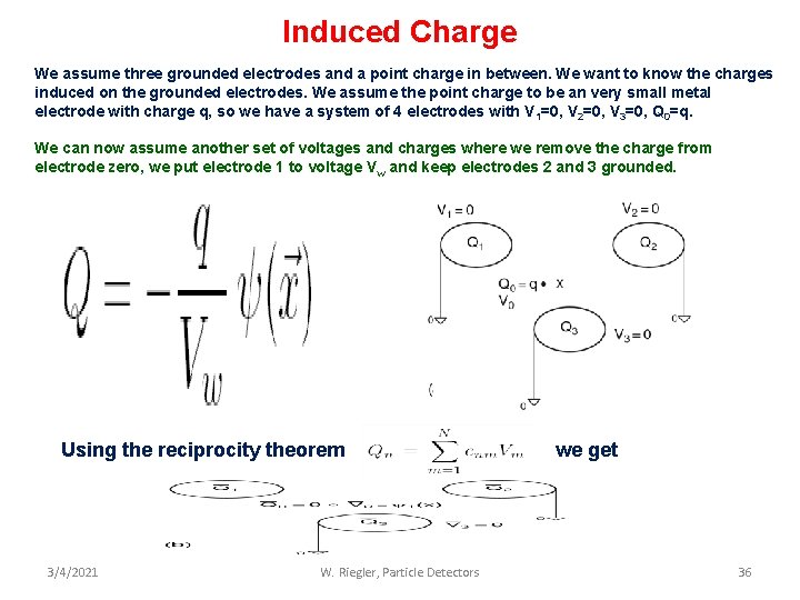 Induced Charge We assume three grounded electrodes and a point charge in between. We