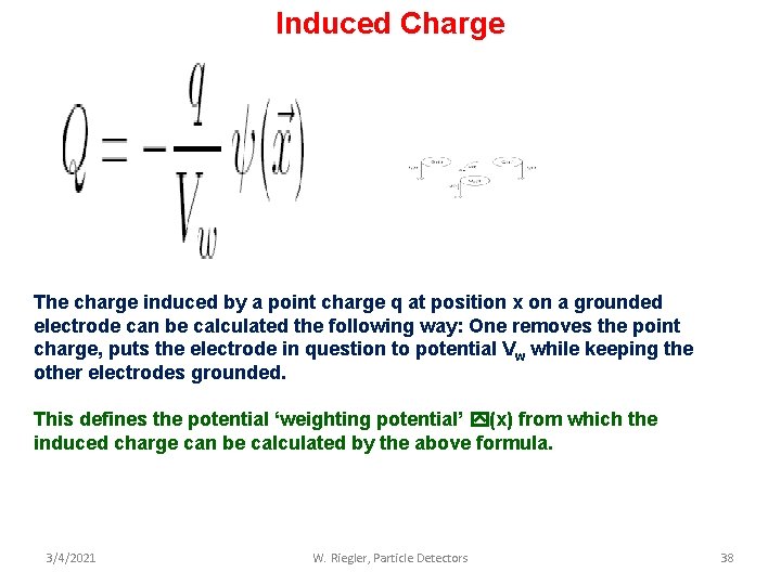 Induced Charge The charge induced by a point charge q at position x on