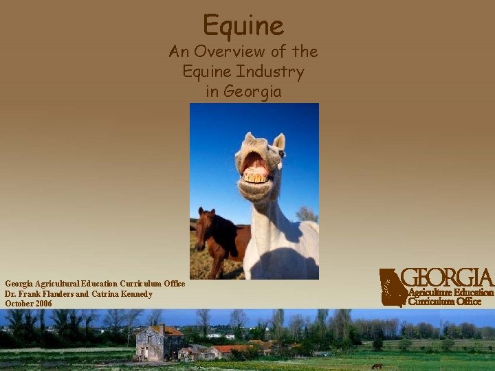 Equine An Overview of the Equine Industry in Georgia Agricultural Education Curriculum Office Dr.