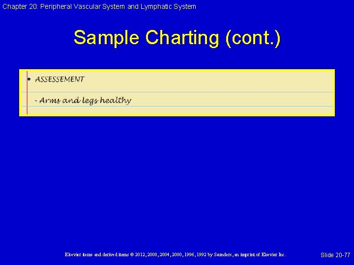 Chapter 20: Peripheral Vascular System and Lymphatic System Sample Charting (cont. ) Elsevier items