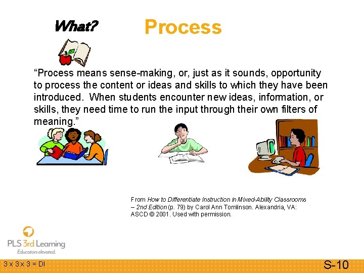 What? Process “Process means sense-making, or, just as it sounds, opportunity to process the What? Process “Process means sense-making, or, just as it sounds, opportunity to process the